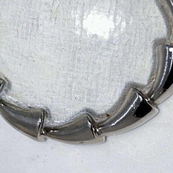 Vintage Puccini Silver-Tone Round Brooch With Textured White Center - Picture 4 of 15